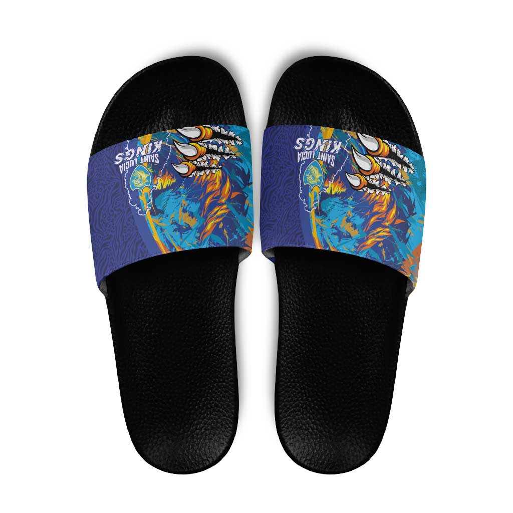 Saint Lucia Cricket Kings Slide Sandals Power Lions of Caribbean LT03