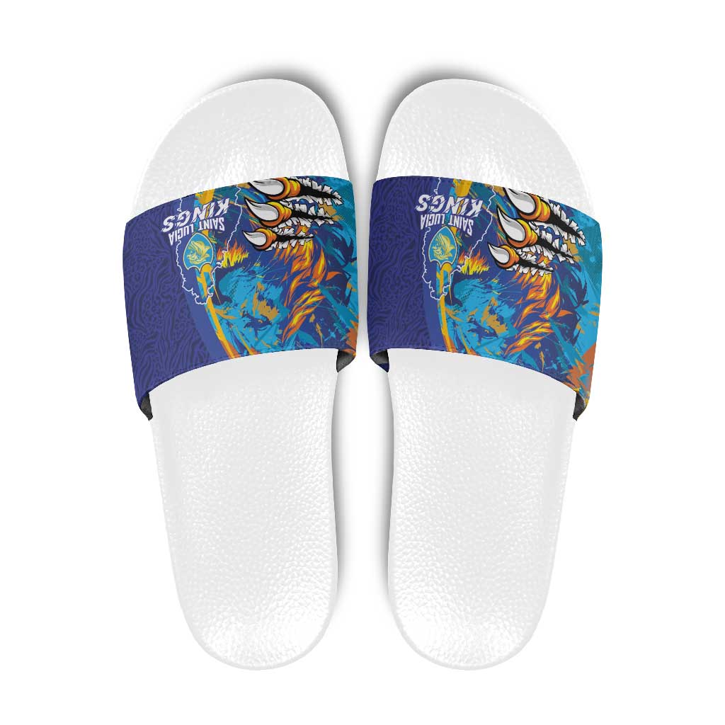 Saint Lucia Cricket Kings Slide Sandals Power Lions of Caribbean LT03