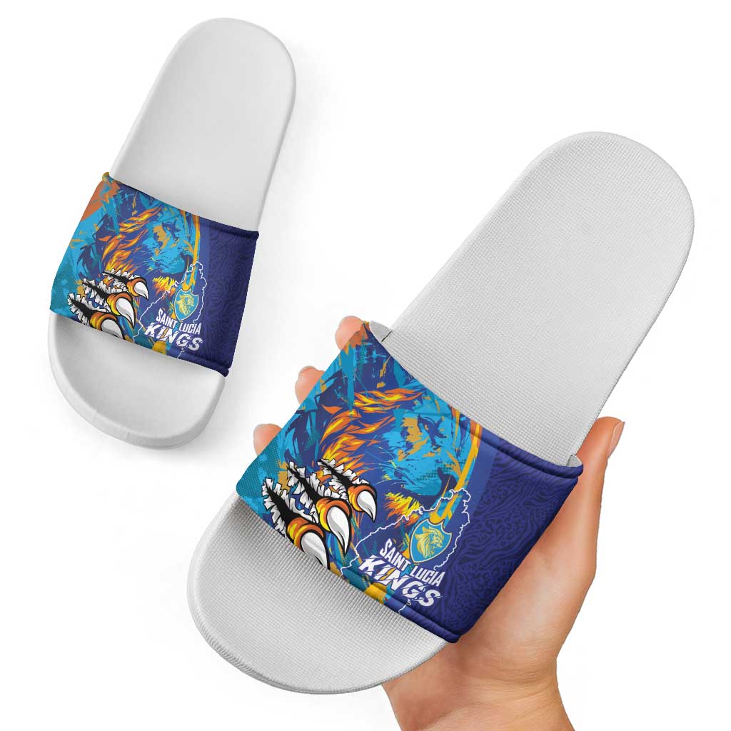 Saint Lucia Cricket Kings Slide Sandals Power Lions of Caribbean LT03
