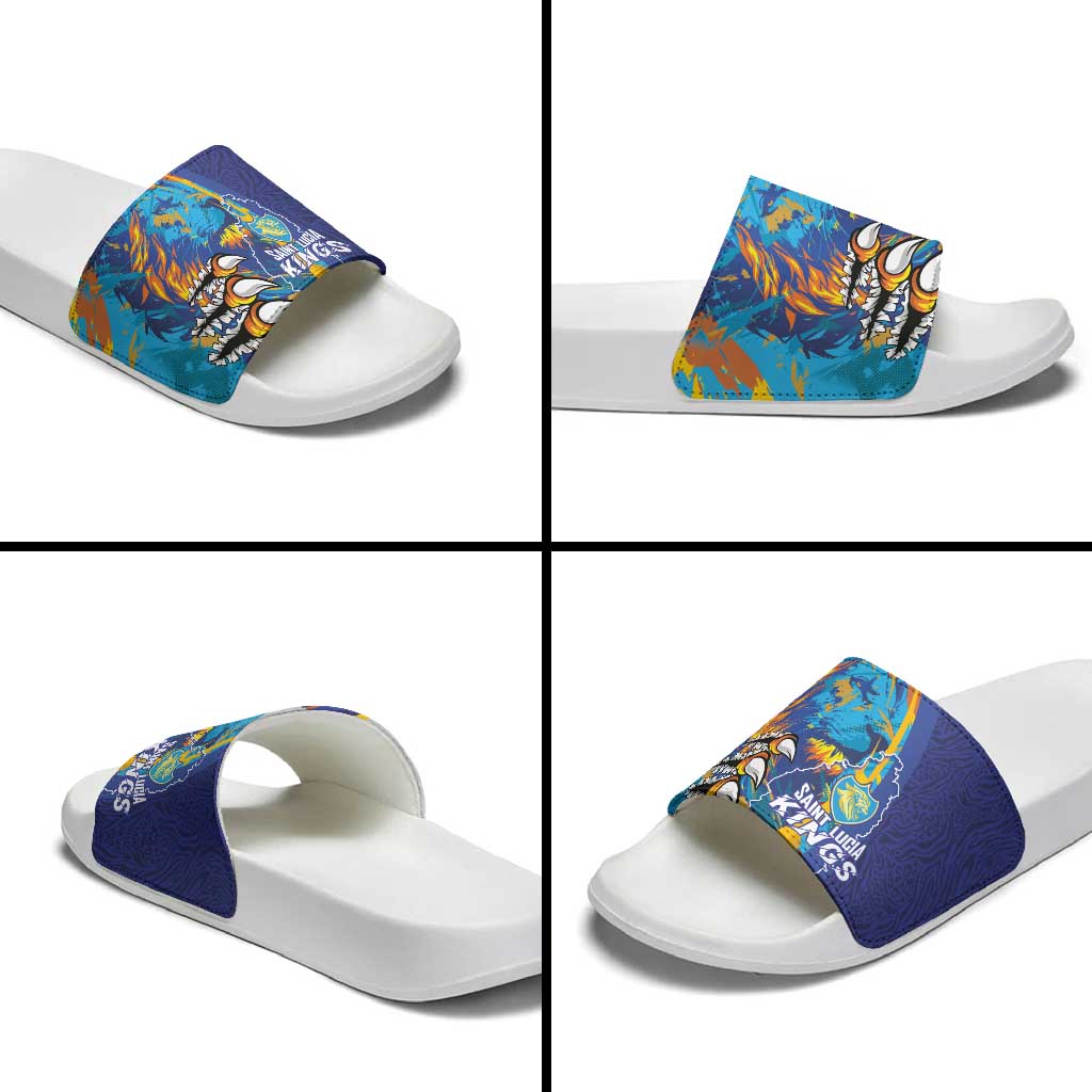 Saint Lucia Cricket Kings Slide Sandals Power Lions of Caribbean LT03