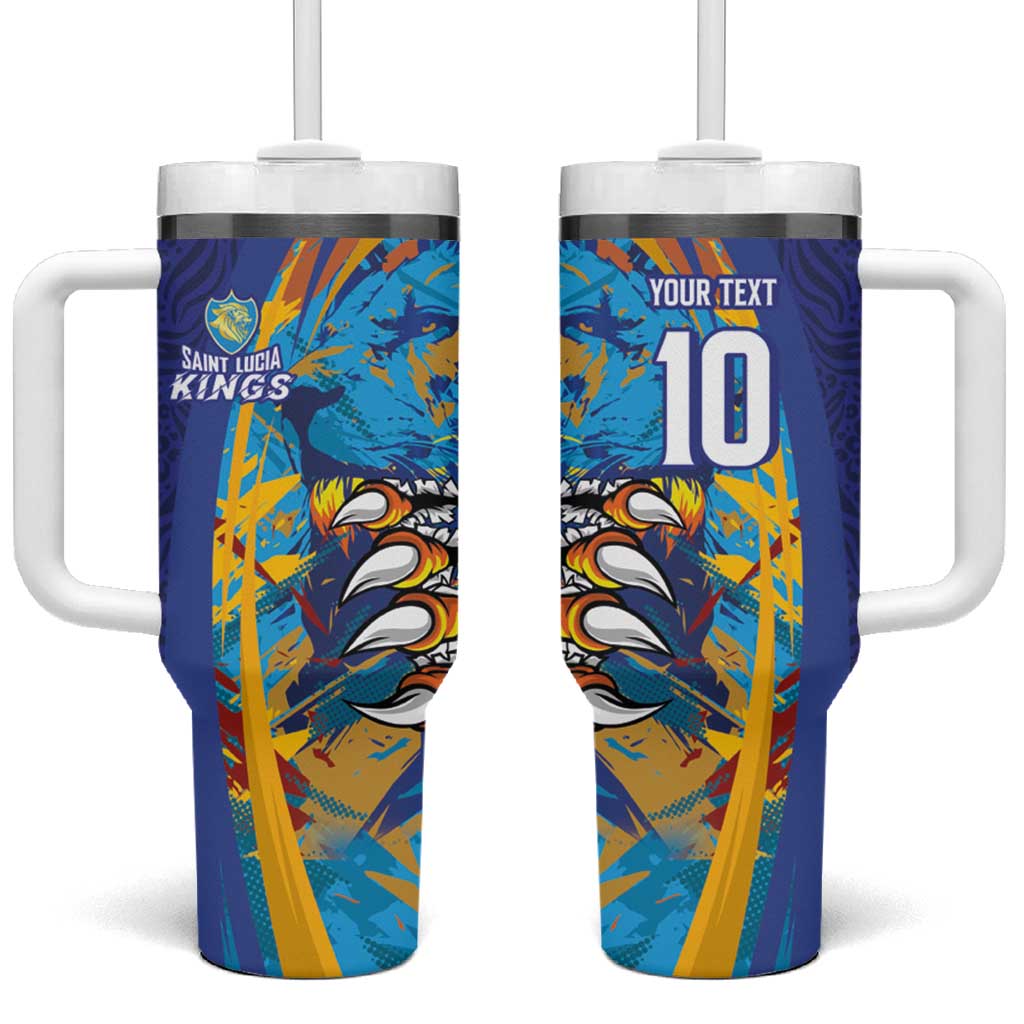 Custom Saint Lucia Cricket Kings Tumbler With Handle Caribbean-Roar of Power Lions LT03