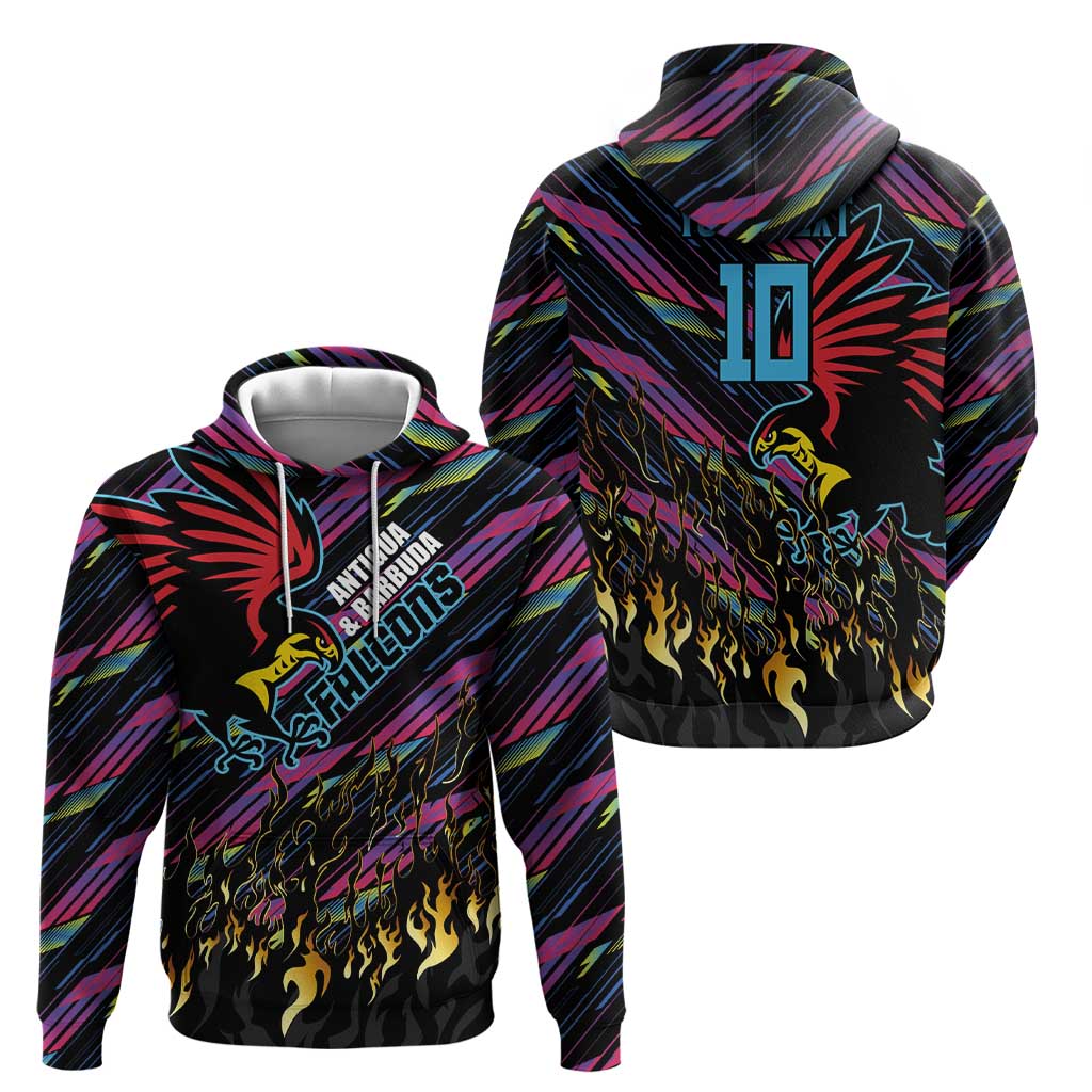 Custom Antigua & Barbuda Cricket Falcons Hoodie Through The Fire LT03