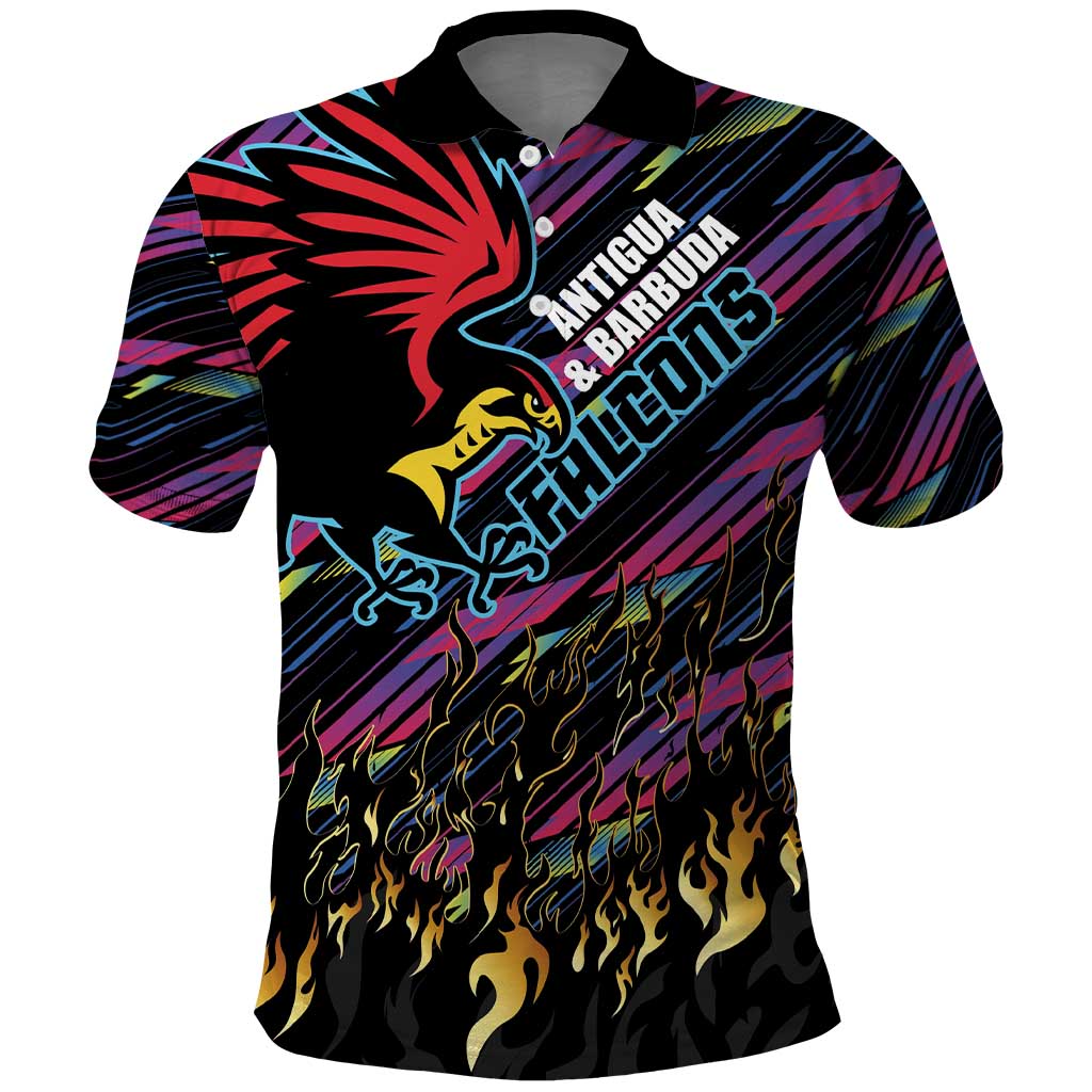 Custom Antigua & Barbuda Cricket Falcons Polo Shirt Through The Fire LT03