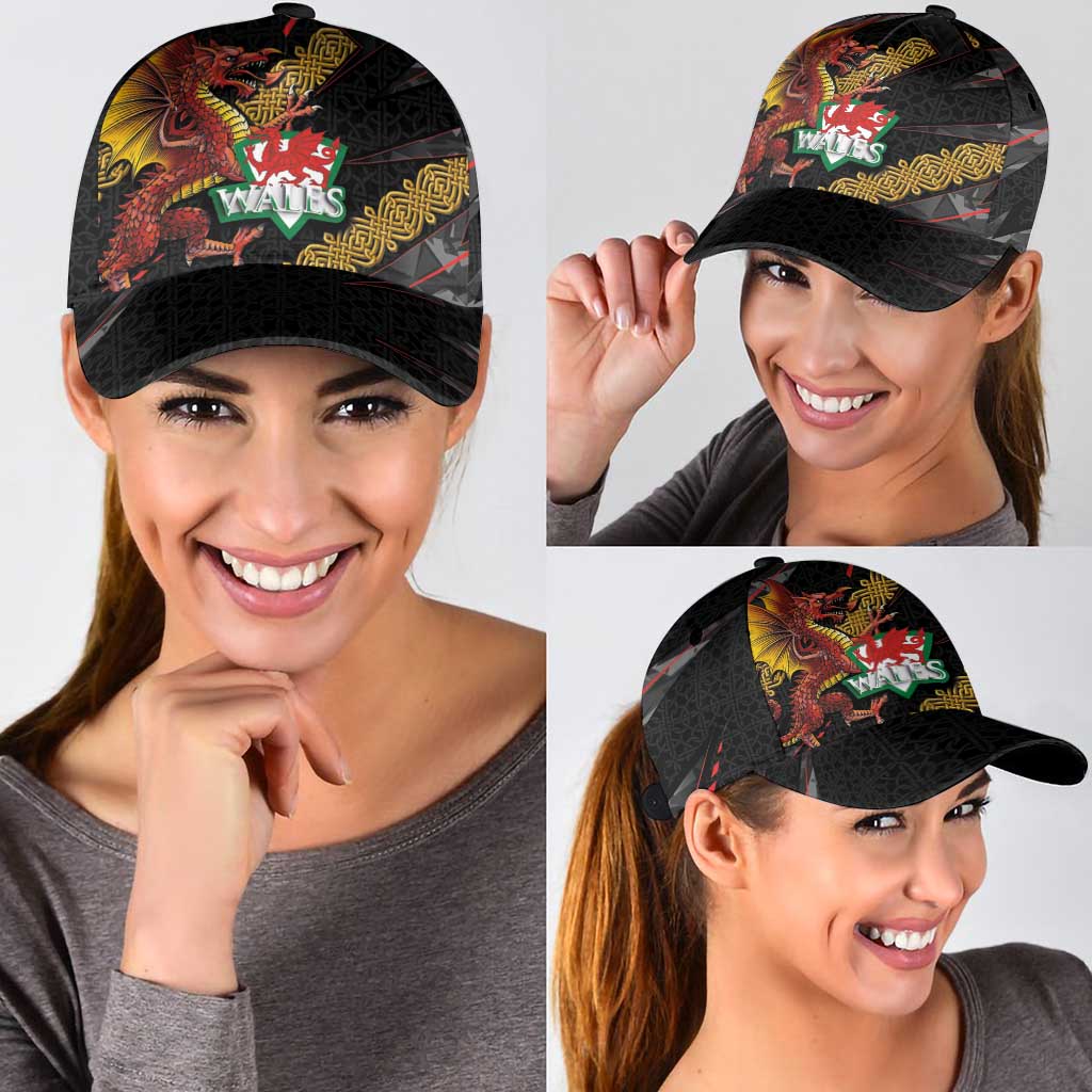Welsh Celtic Classic Cap Wales Y Ddraig Goch with Celtic Knot Sporty LT03