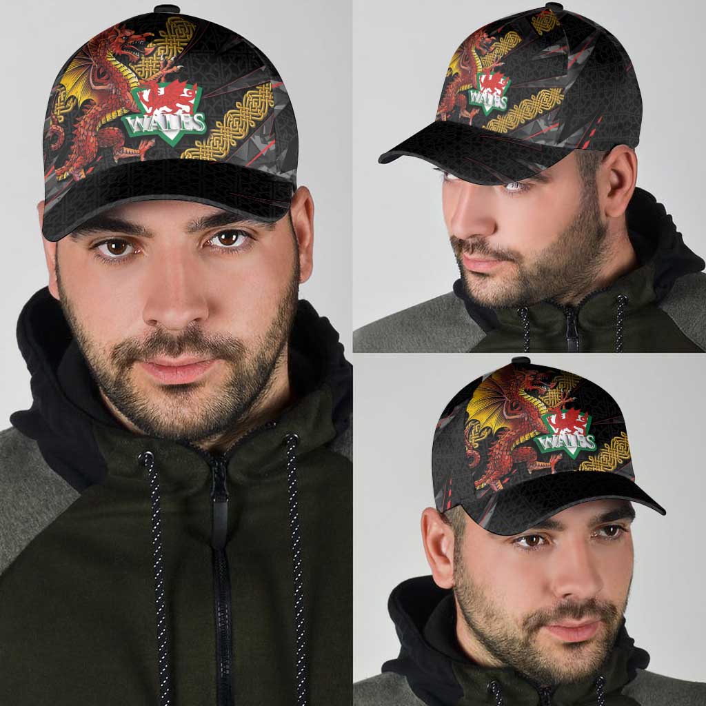 Welsh Celtic Classic Cap Wales Y Ddraig Goch with Celtic Knot Sporty LT03