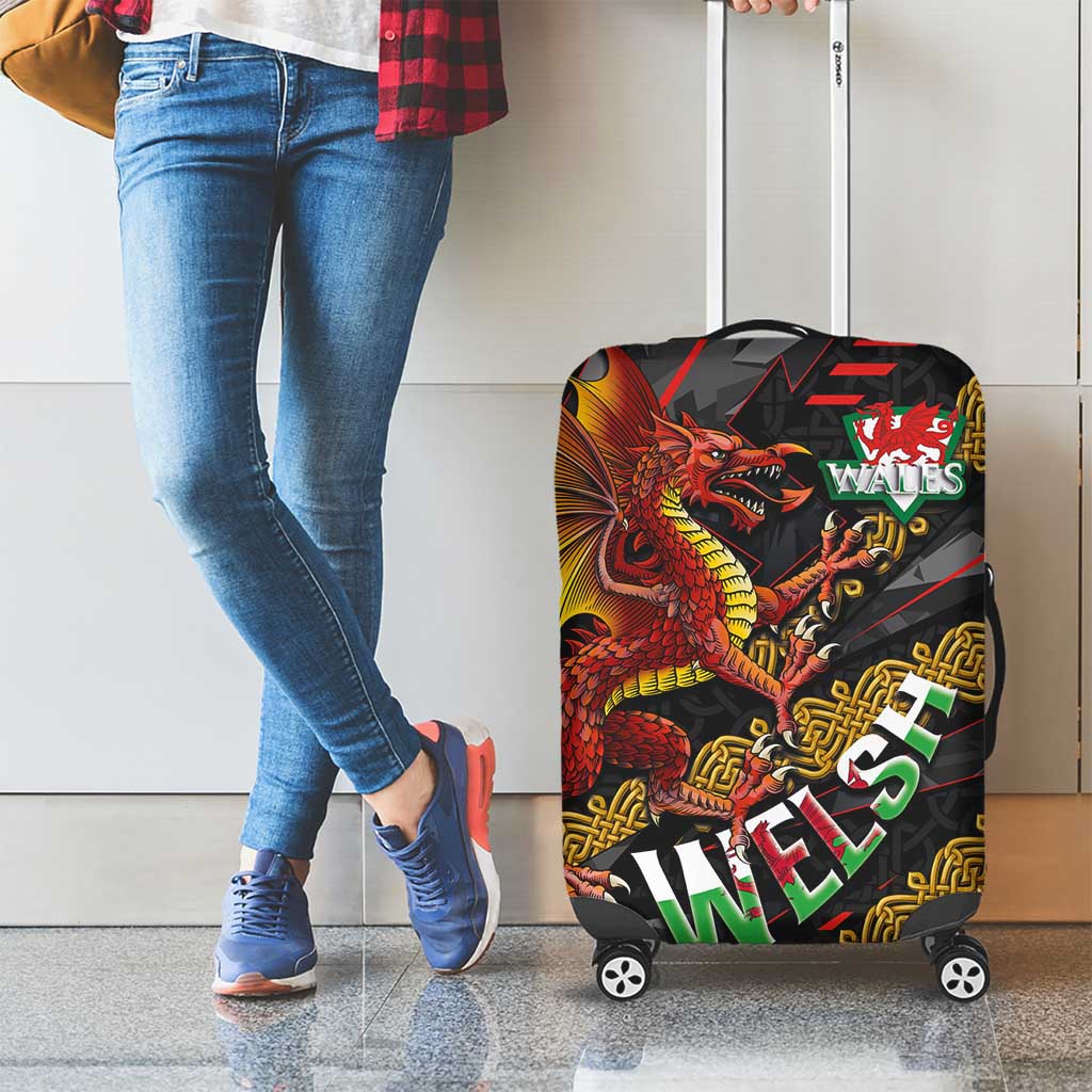 Welsh Celtic Luggage Cover Wales Y Ddraig Goch with Celtic Knot Sporty LT03