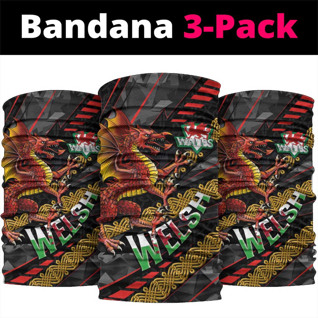 Welsh Celtic Neck Gaiter Wales Y Ddraig Goch with Celtic Knot Sporty LT03