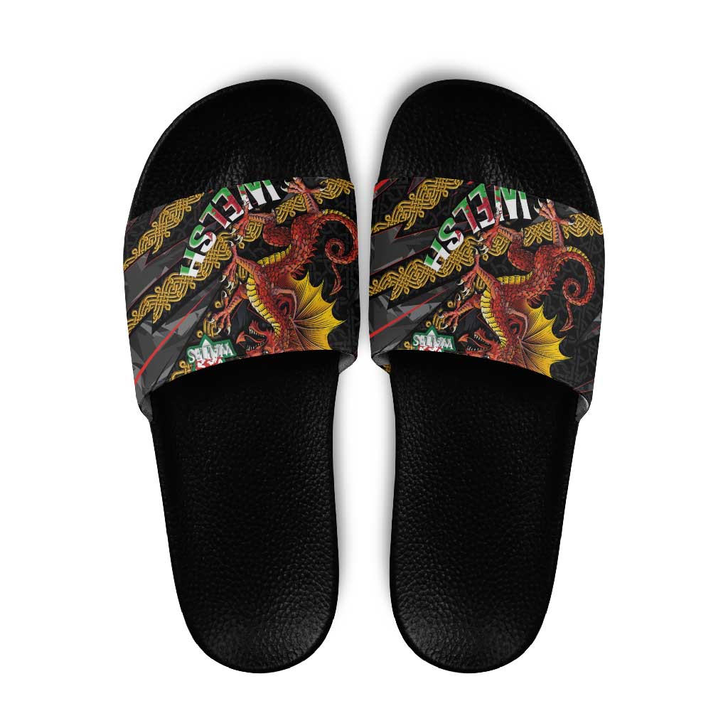 Welsh Celtic Slide Sandals Wales Y Ddraig Goch with Celtic Knot Sporty LT03