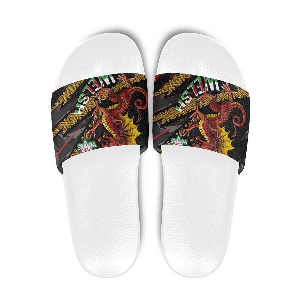 Welsh Celtic Slide Sandals Wales Y Ddraig Goch with Celtic Knot Sporty LT03