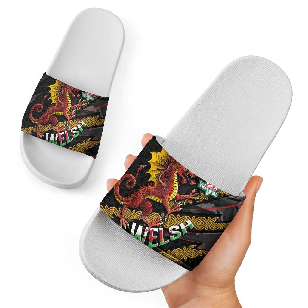 Welsh Celtic Slide Sandals Wales Y Ddraig Goch with Celtic Knot Sporty LT03