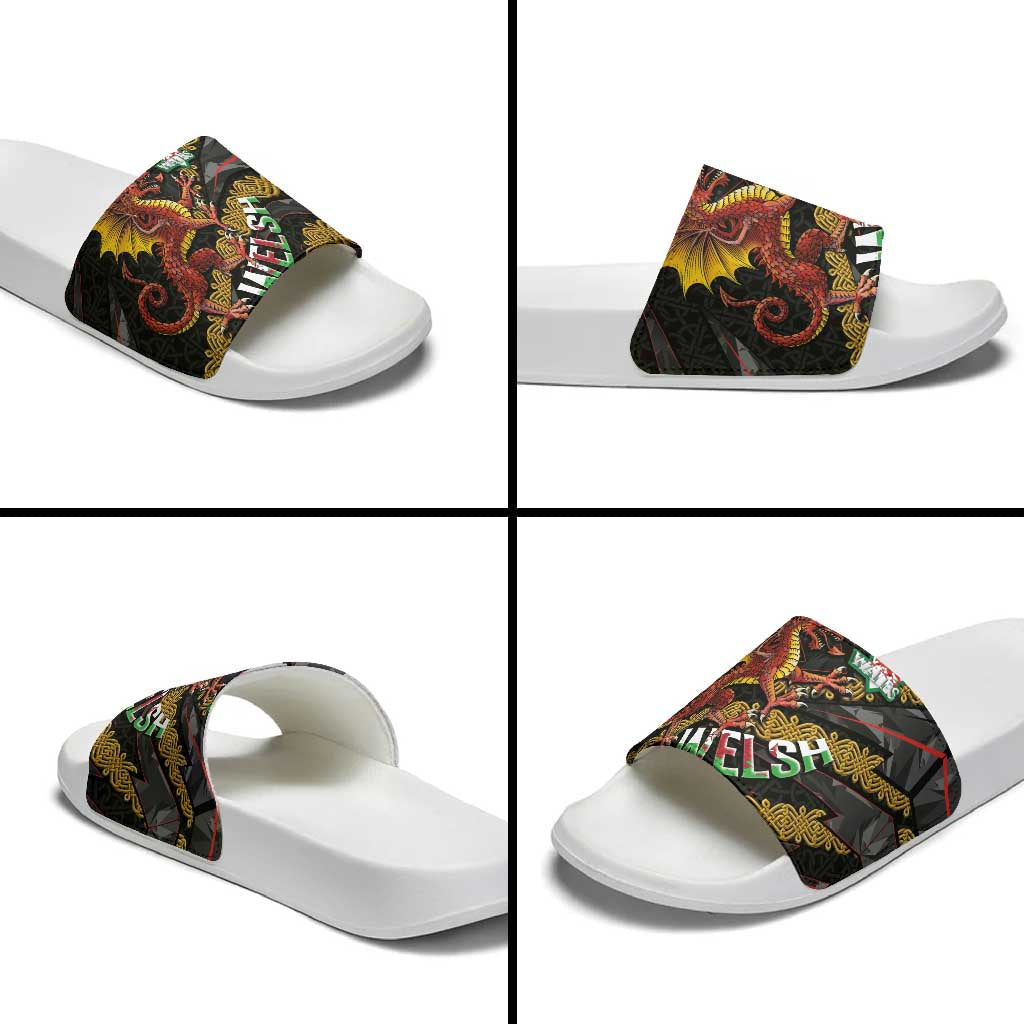 Welsh Celtic Slide Sandals Wales Y Ddraig Goch with Celtic Knot Sporty LT03