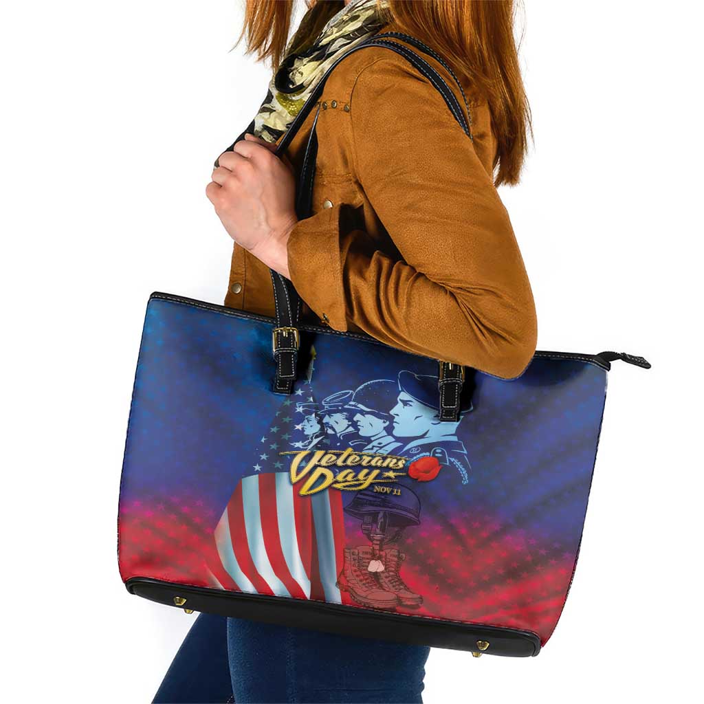 Veterans Day Military Never Forget Forever Honor Leather Tote Bag LT03