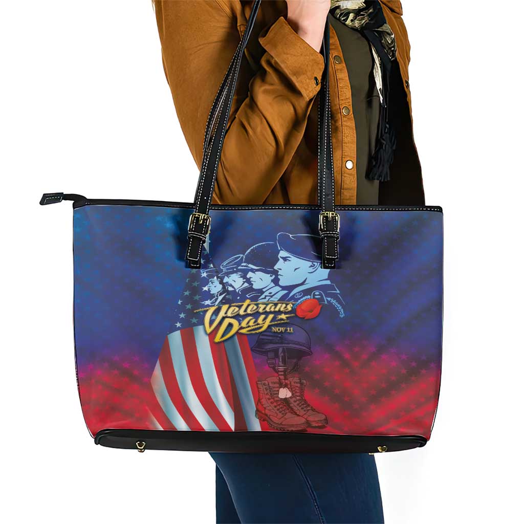 Veterans Day Military Never Forget Forever Honor Leather Tote Bag LT03