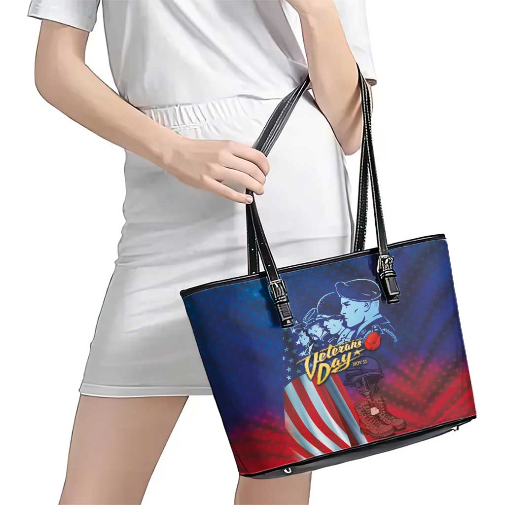 Veterans Day Military Never Forget Forever Honor Leather Tote Bag LT03