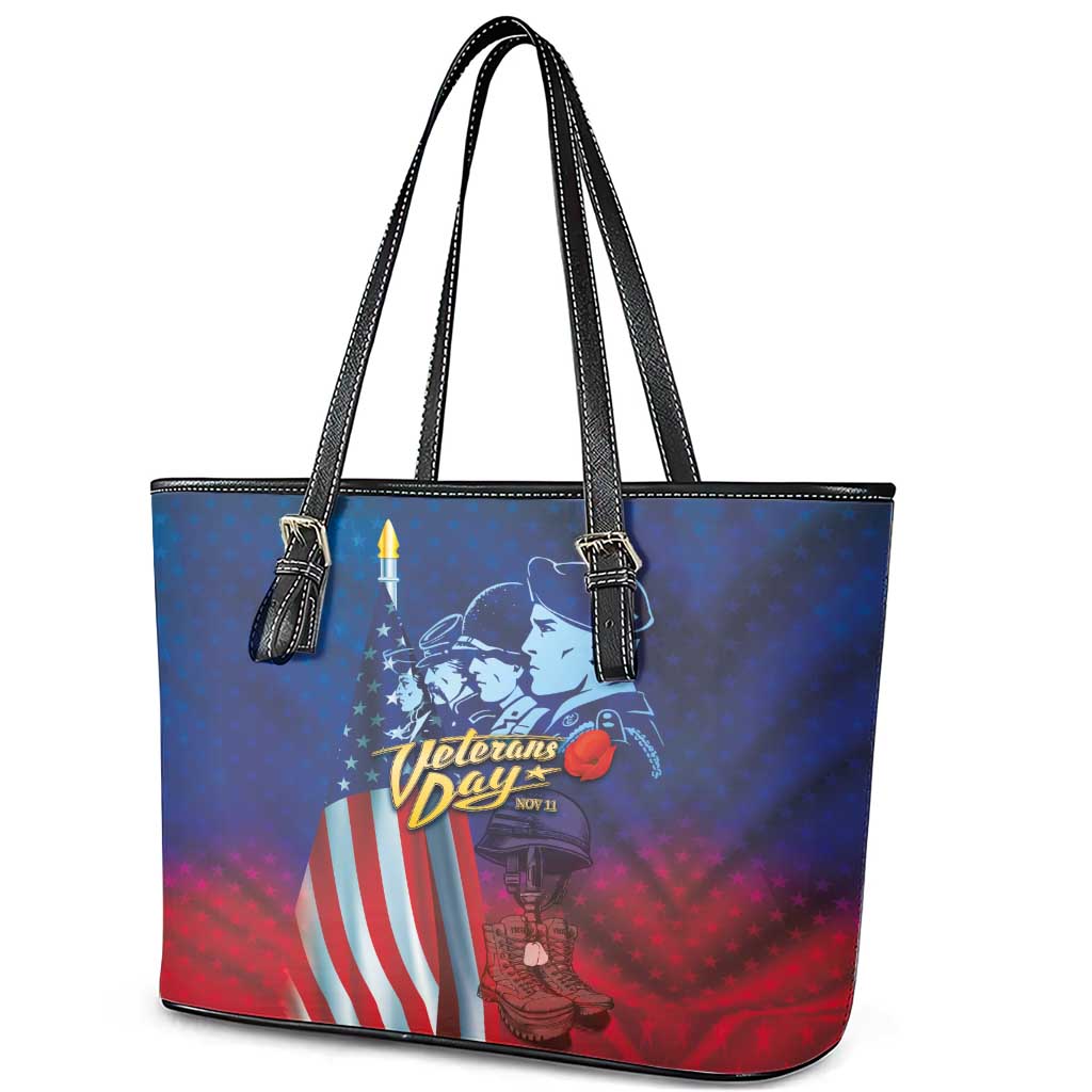 Veterans Day Military Never Forget Forever Honor Leather Tote Bag LT03