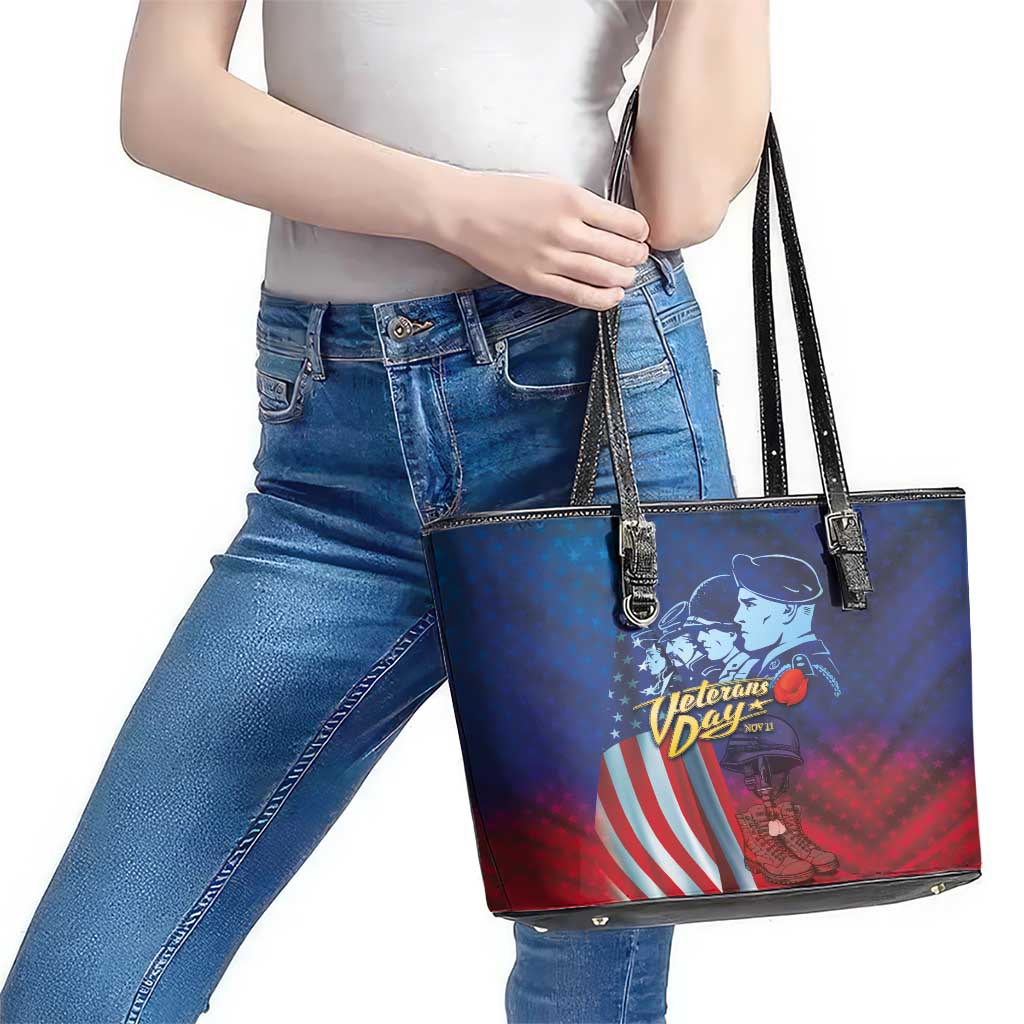 Veterans Day Military Never Forget Forever Honor Leather Tote Bag LT03