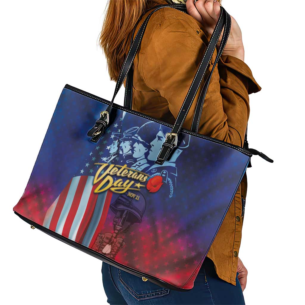 Veterans Day Military Never Forget Forever Honor Leather Tote Bag LT03