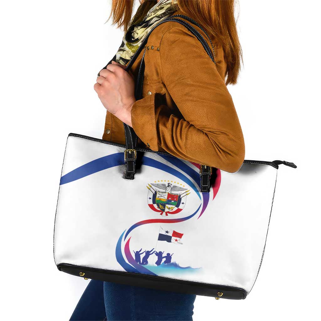Panama Independence Day Leather Tote Bag Coat of Arms and Freedom LT03