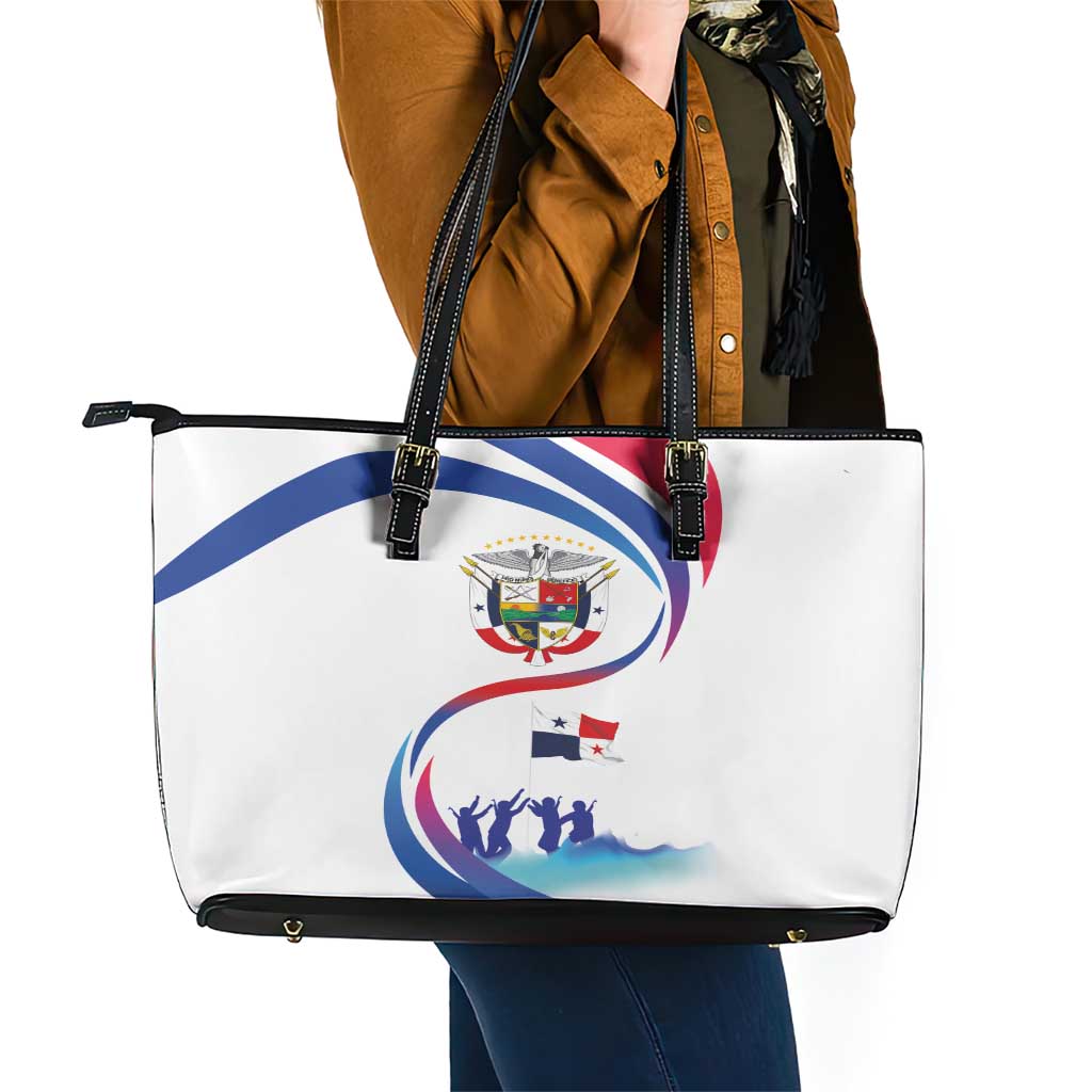 Panama Independence Day Leather Tote Bag Coat of Arms and Freedom LT03