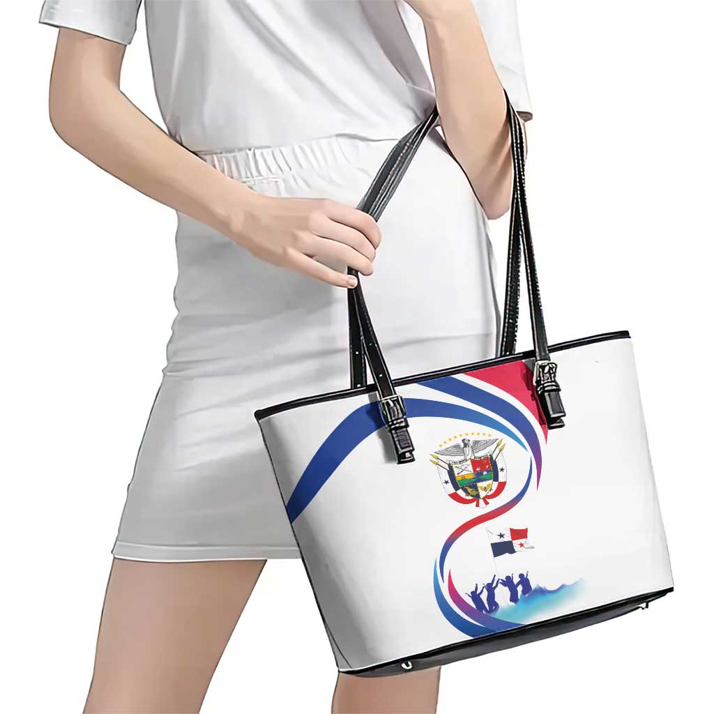 Panama Independence Day Leather Tote Bag Coat of Arms and Freedom LT03