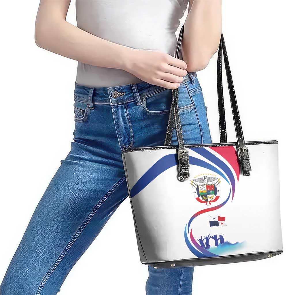 Panama Independence Day Leather Tote Bag Coat of Arms and Freedom LT03