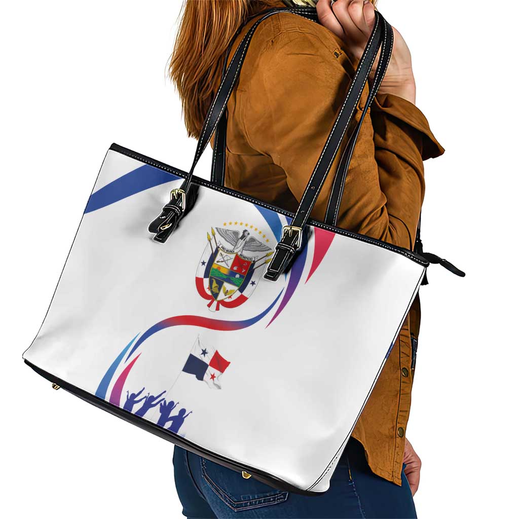 Panama Independence Day Leather Tote Bag Coat of Arms and Freedom LT03