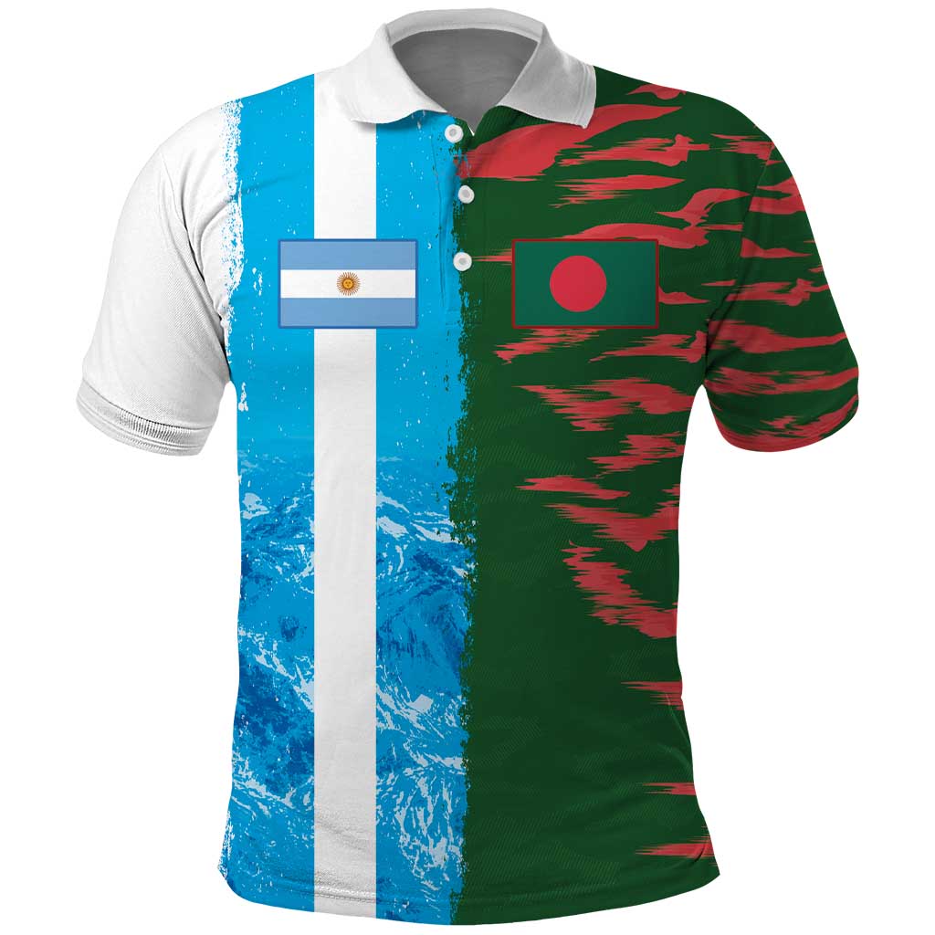 Custom Bangladesh and Argentina Football Half Style Polo Shirt LT03