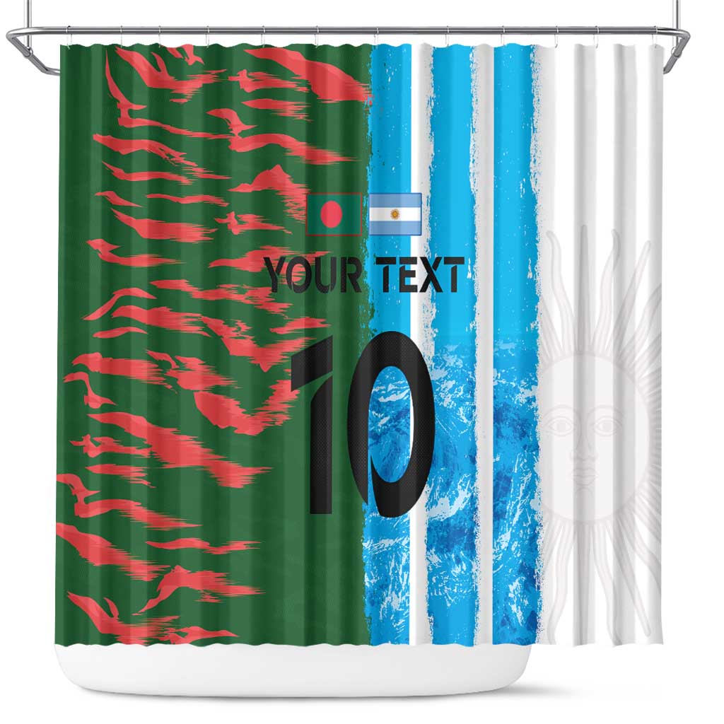 Custom Bangladesh and Argentina Football Half Style Shower Curtain LT03