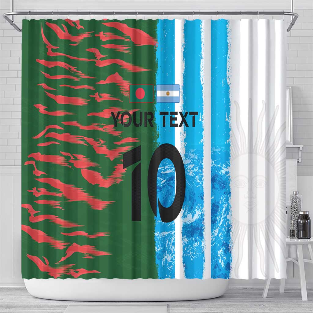 Custom Bangladesh and Argentina Football Half Style Shower Curtain LT03