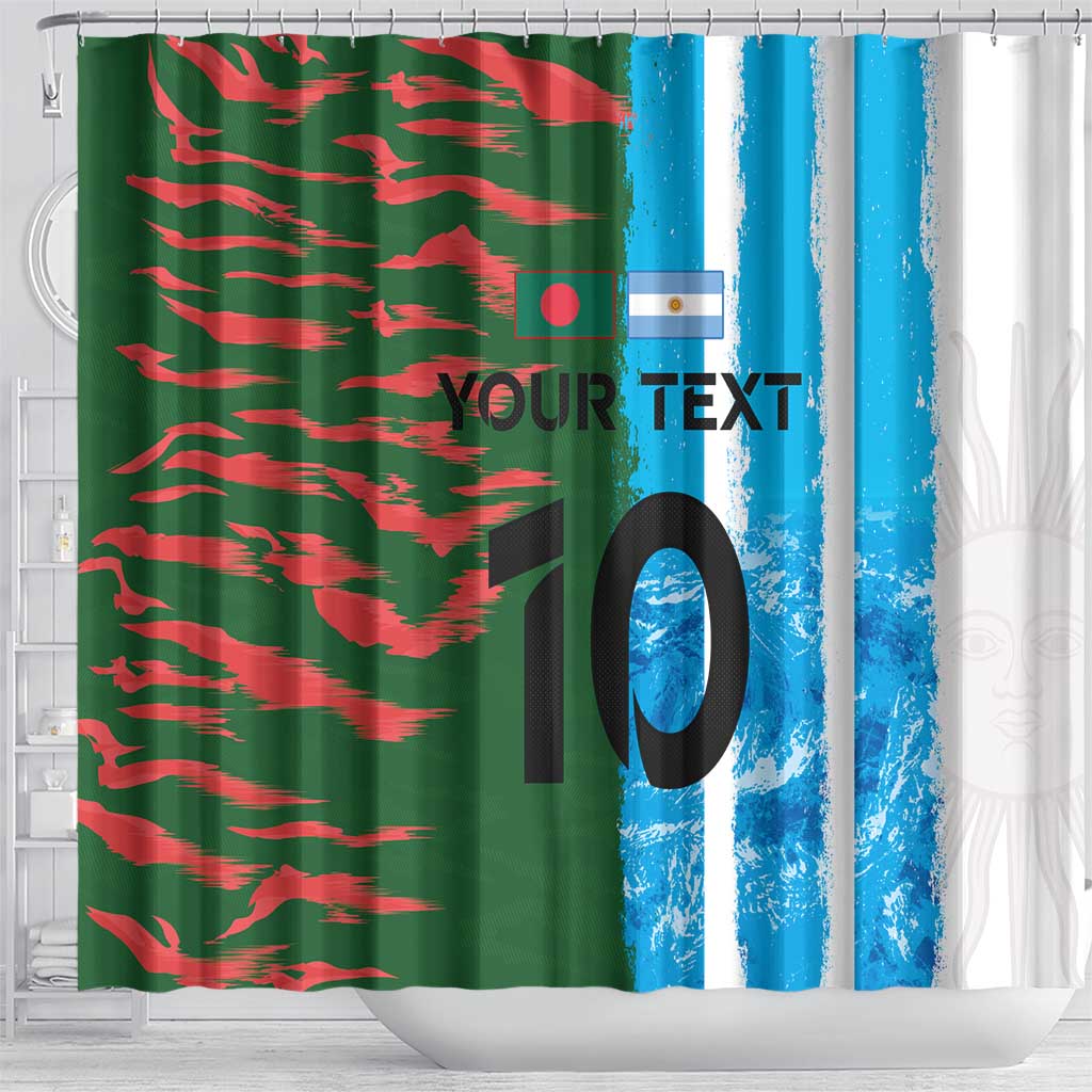 Custom Bangladesh and Argentina Football Half Style Shower Curtain LT03