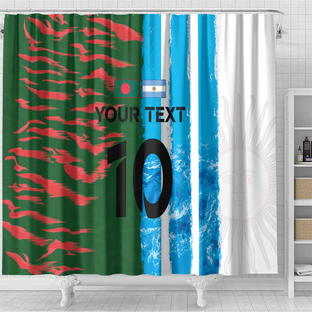 Custom Bangladesh and Argentina Football Half Style Shower Curtain LT03