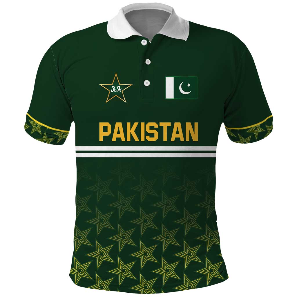 Custom Pakistan Men in Green Cricket-The Super Stars Polo Shirt LT03