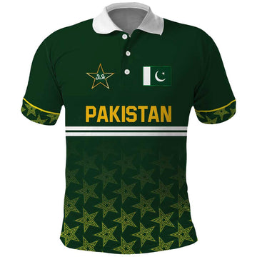 Custom Pakistan Men in Green Cricket-The Super Stars Polo Shirt LT03