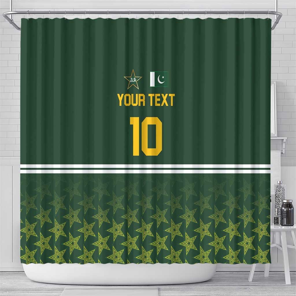 Custom Pakistan Men in Green Cricket-The Super Stars Shower Curtain LT03