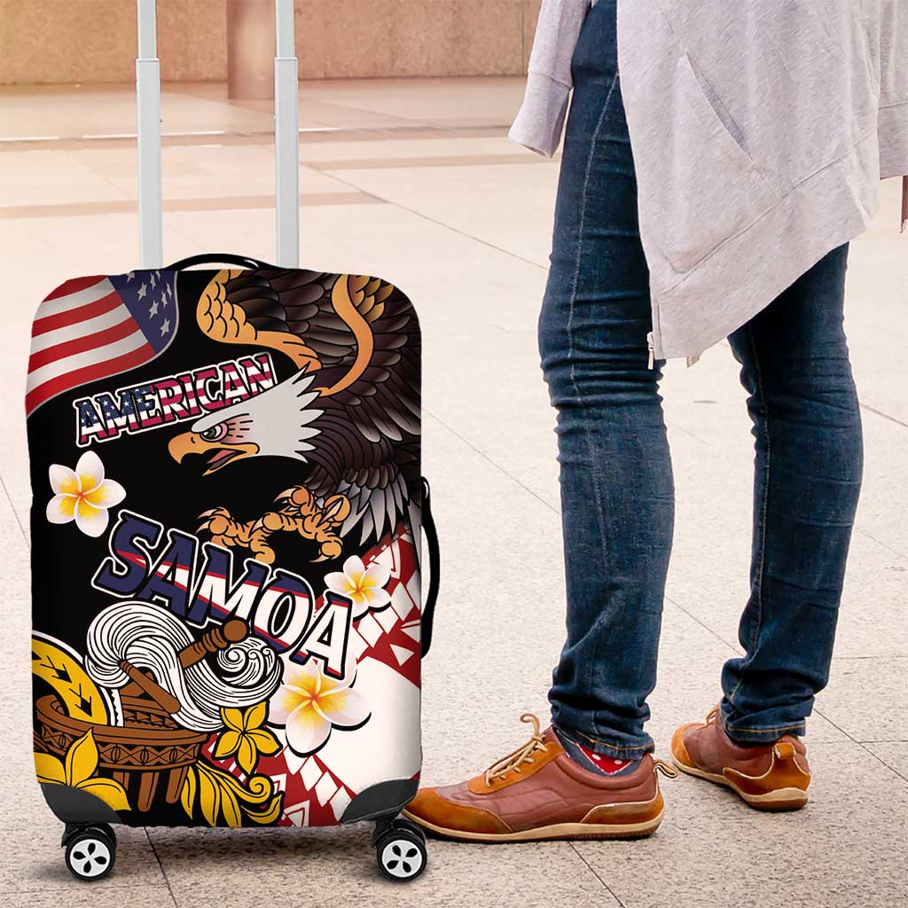 United States and American Samoa Together Luggage Cover Bald Eagle and Polynesian Traditional Culture with Plumeria LT03