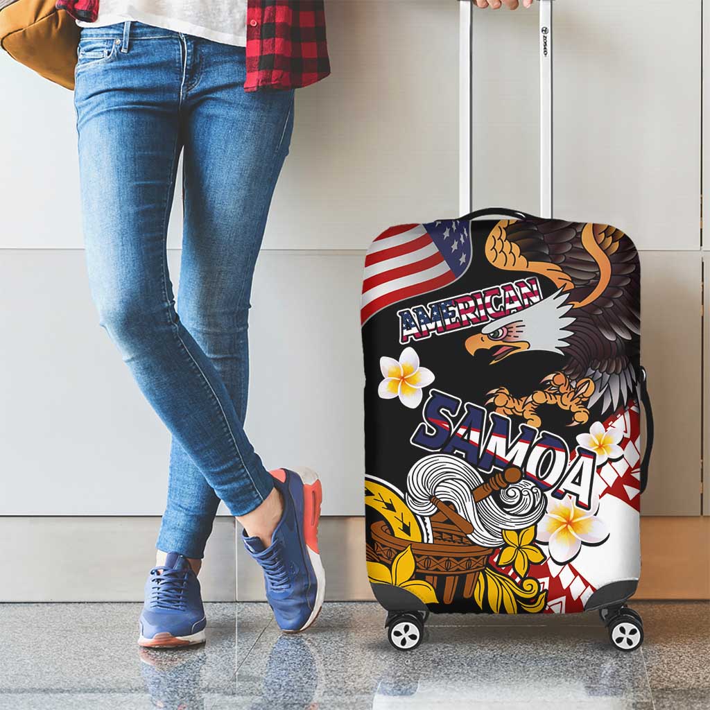 United States and American Samoa Together Luggage Cover Bald Eagle and Polynesian Traditional Culture with Plumeria LT03