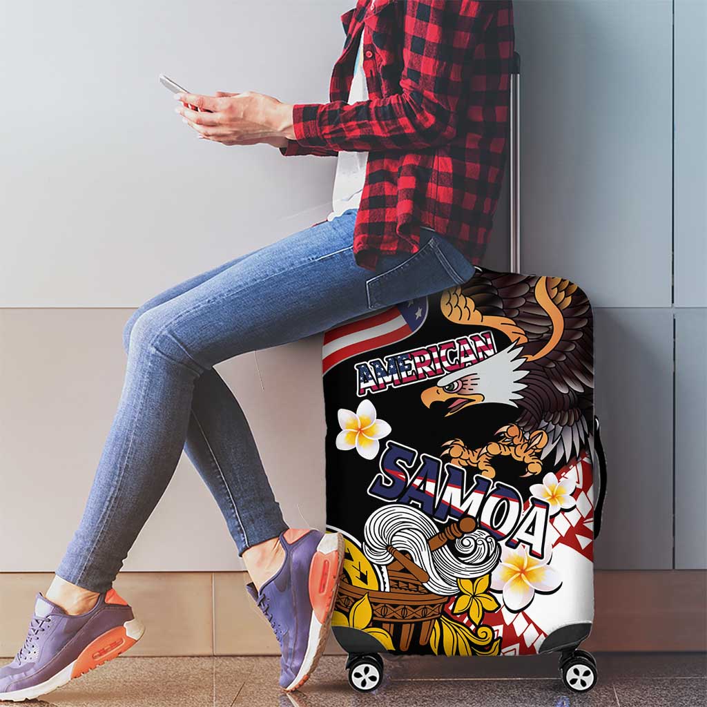 United States and American Samoa Together Luggage Cover Bald Eagle and Polynesian Traditional Culture with Plumeria LT03