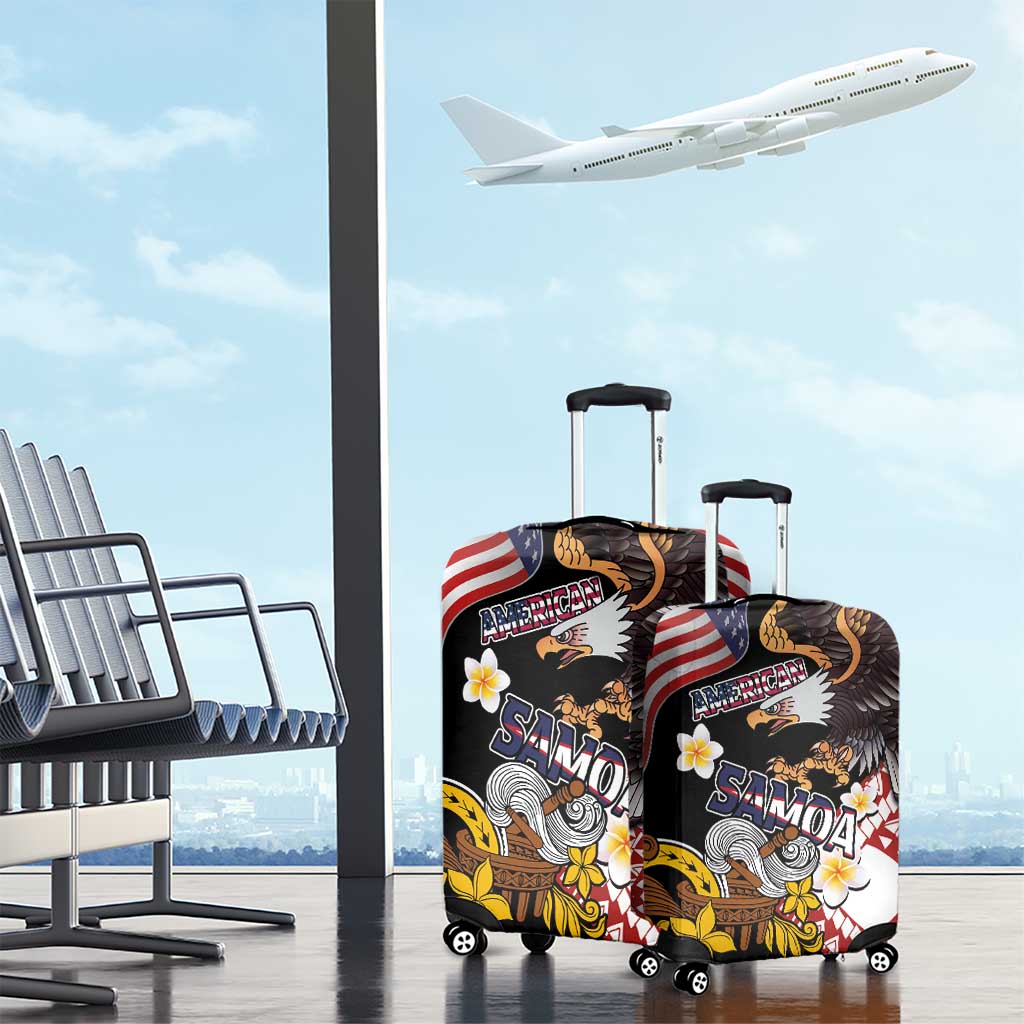 United States and American Samoa Together Luggage Cover Bald Eagle and Polynesian Traditional Culture with Plumeria LT03