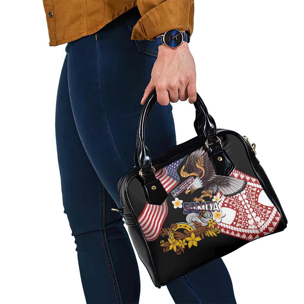 United States and American Samoa Together Shoulder Handbag Bald Eagle and Polynesian Traditional Culture with Plumeria LT03