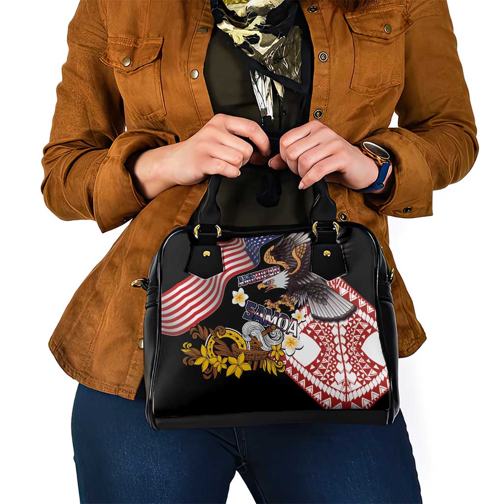 United States and American Samoa Together Shoulder Handbag Bald Eagle and Polynesian Traditional Culture with Plumeria LT03