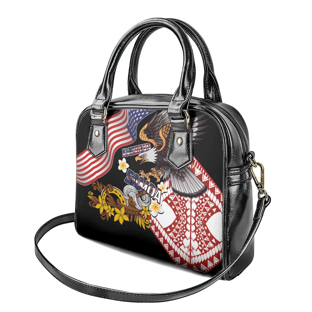 United States and American Samoa Together Shoulder Handbag Bald Eagle and Polynesian Traditional Culture with Plumeria LT03