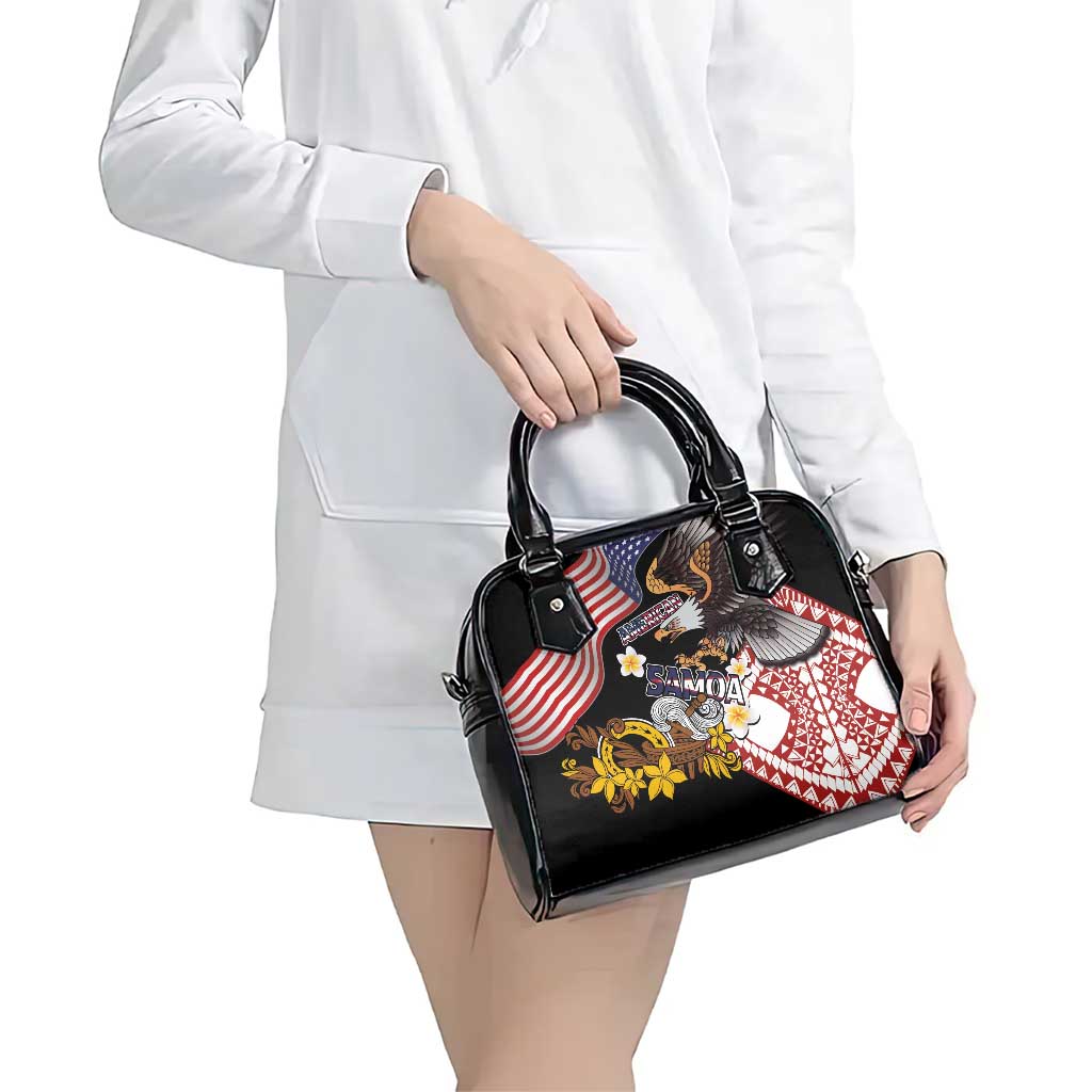 United States and American Samoa Together Shoulder Handbag Bald Eagle and Polynesian Traditional Culture with Plumeria LT03