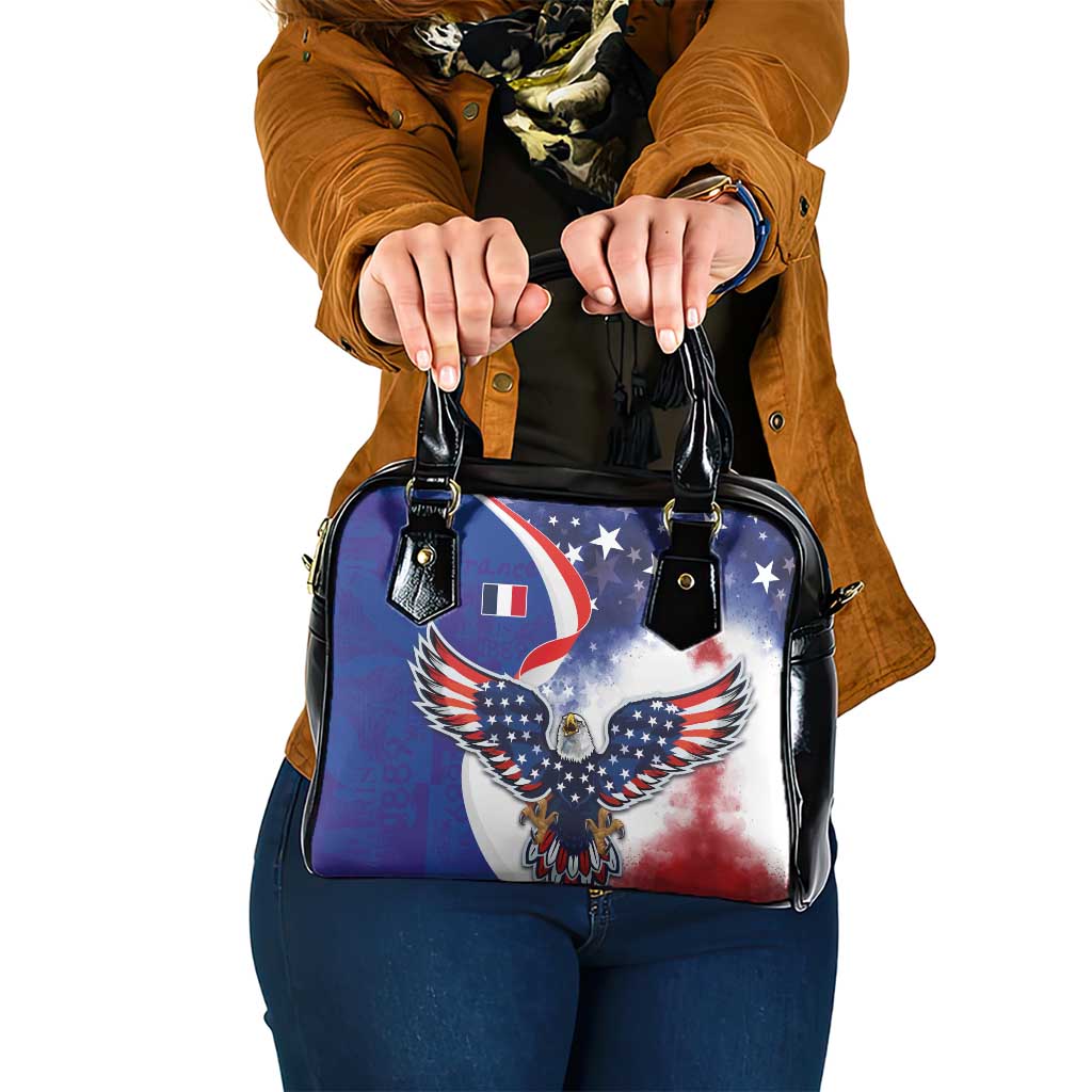 French American Heritage Month Shoulder Handbag USA Eagle and France Urban Paris National Flag Style LT03