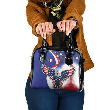 French American Heritage Month Shoulder Handbag USA Eagle and France Urban Paris National Flag Style LT03