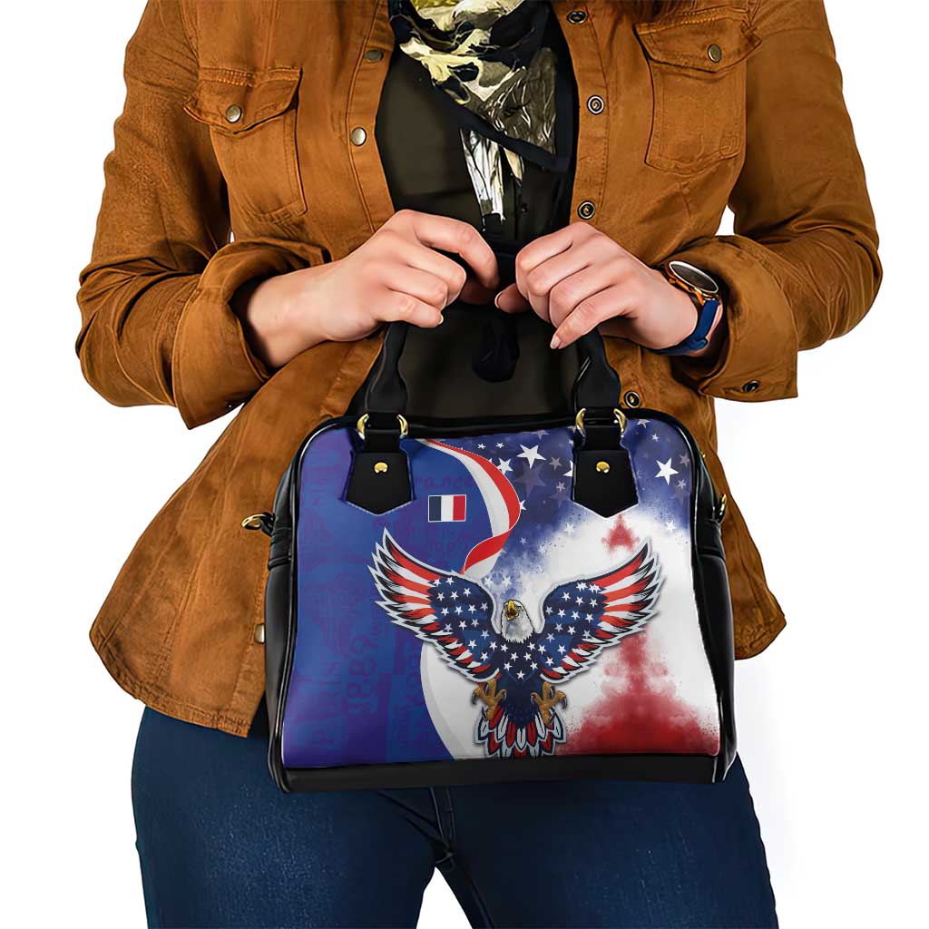 French American Heritage Month Shoulder Handbag USA Eagle and France Urban Paris National Flag Style LT03
