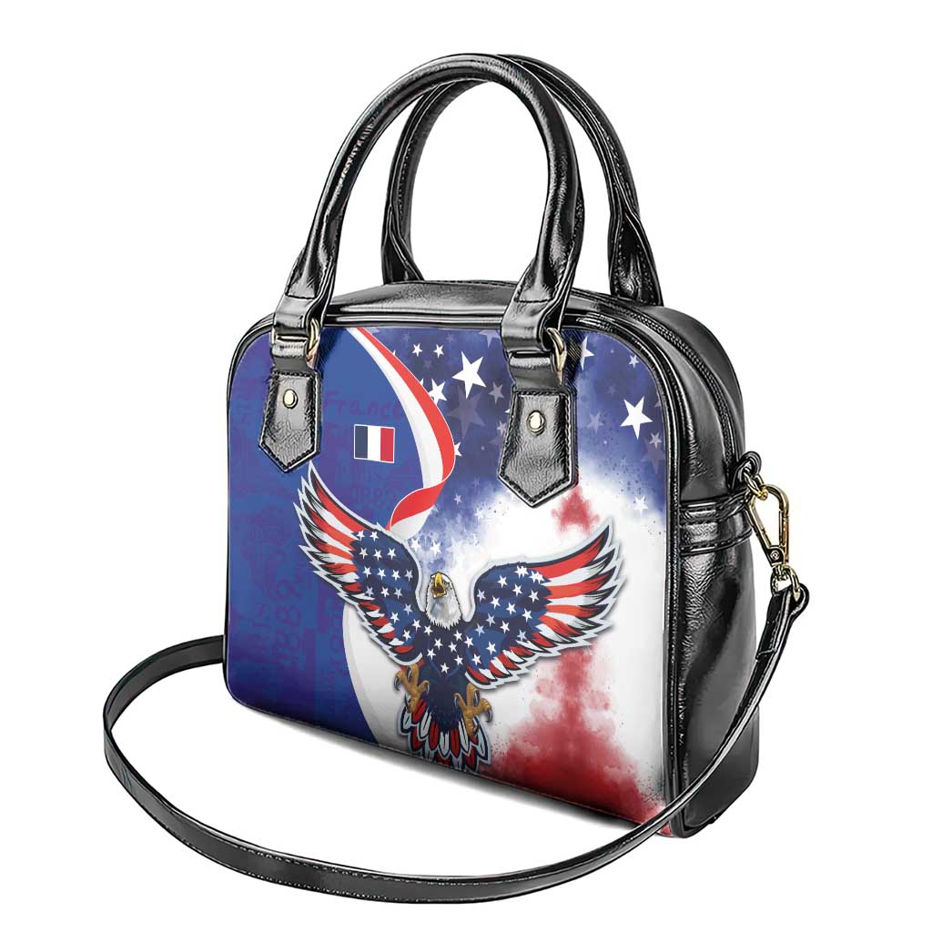 French American Heritage Month Shoulder Handbag USA Eagle and France Urban Paris National Flag Style LT03