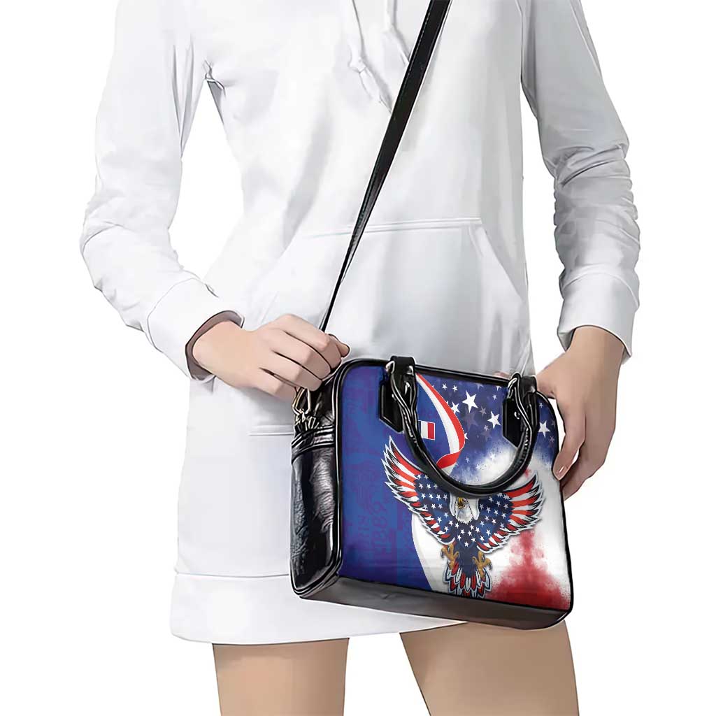 French American Heritage Month Shoulder Handbag USA Eagle and France Urban Paris National Flag Style LT03