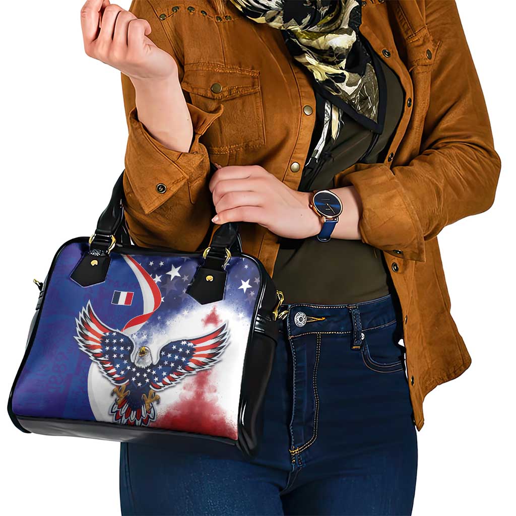 French American Heritage Month Shoulder Handbag USA Eagle and France Urban Paris National Flag Style LT03