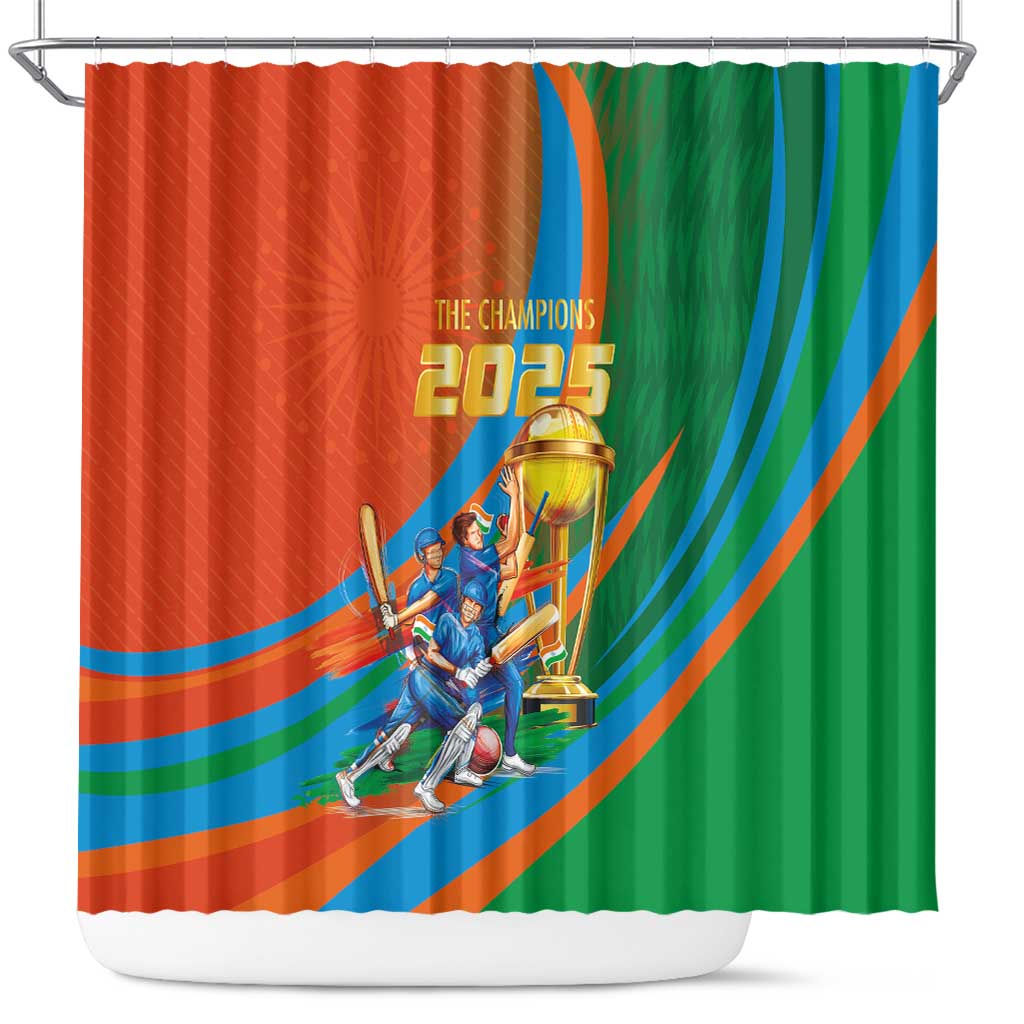 Indian Cricket Men in Blue The Champion 2025 Shower Curtain LT03