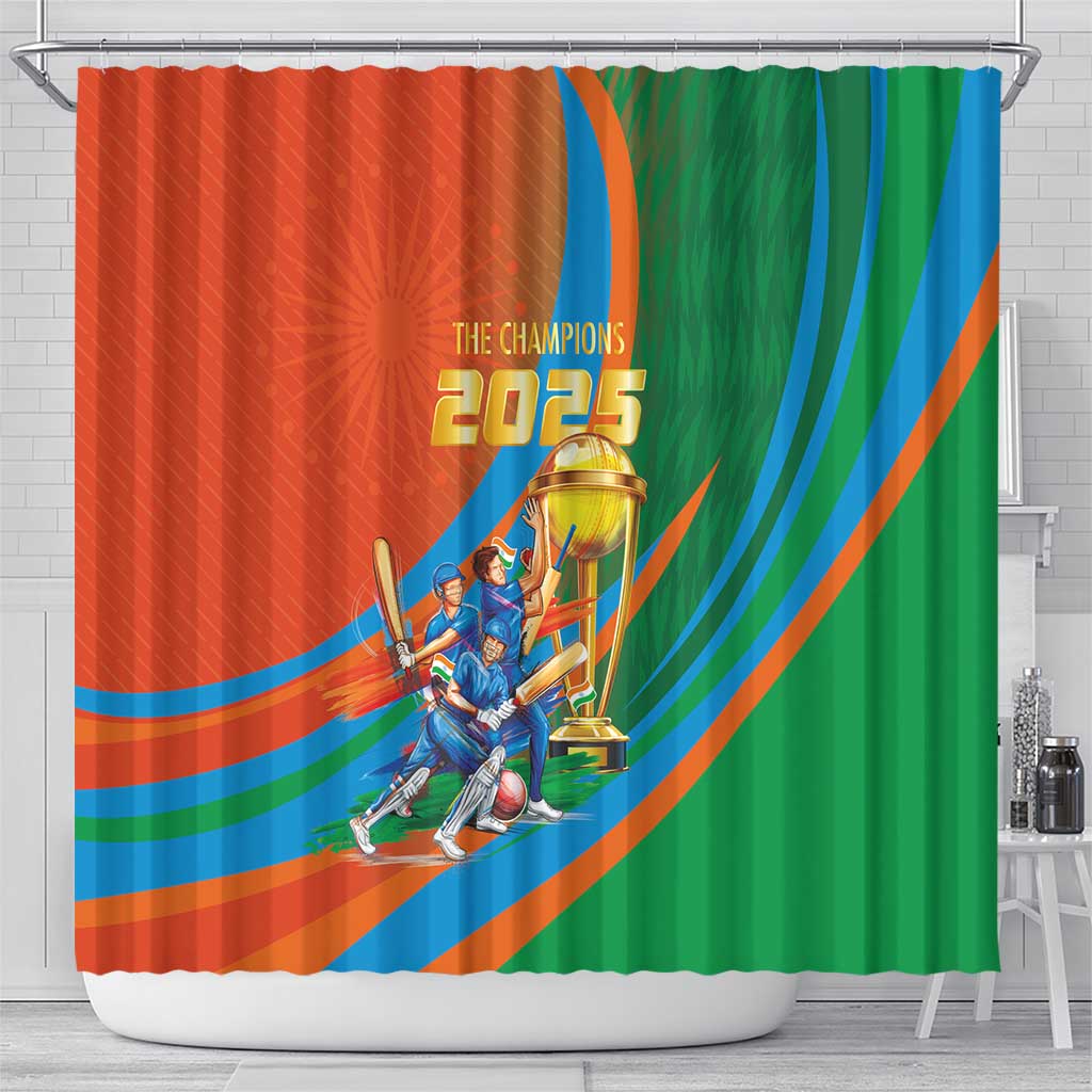 Indian Cricket Men in Blue The Champion 2025 Shower Curtain LT03